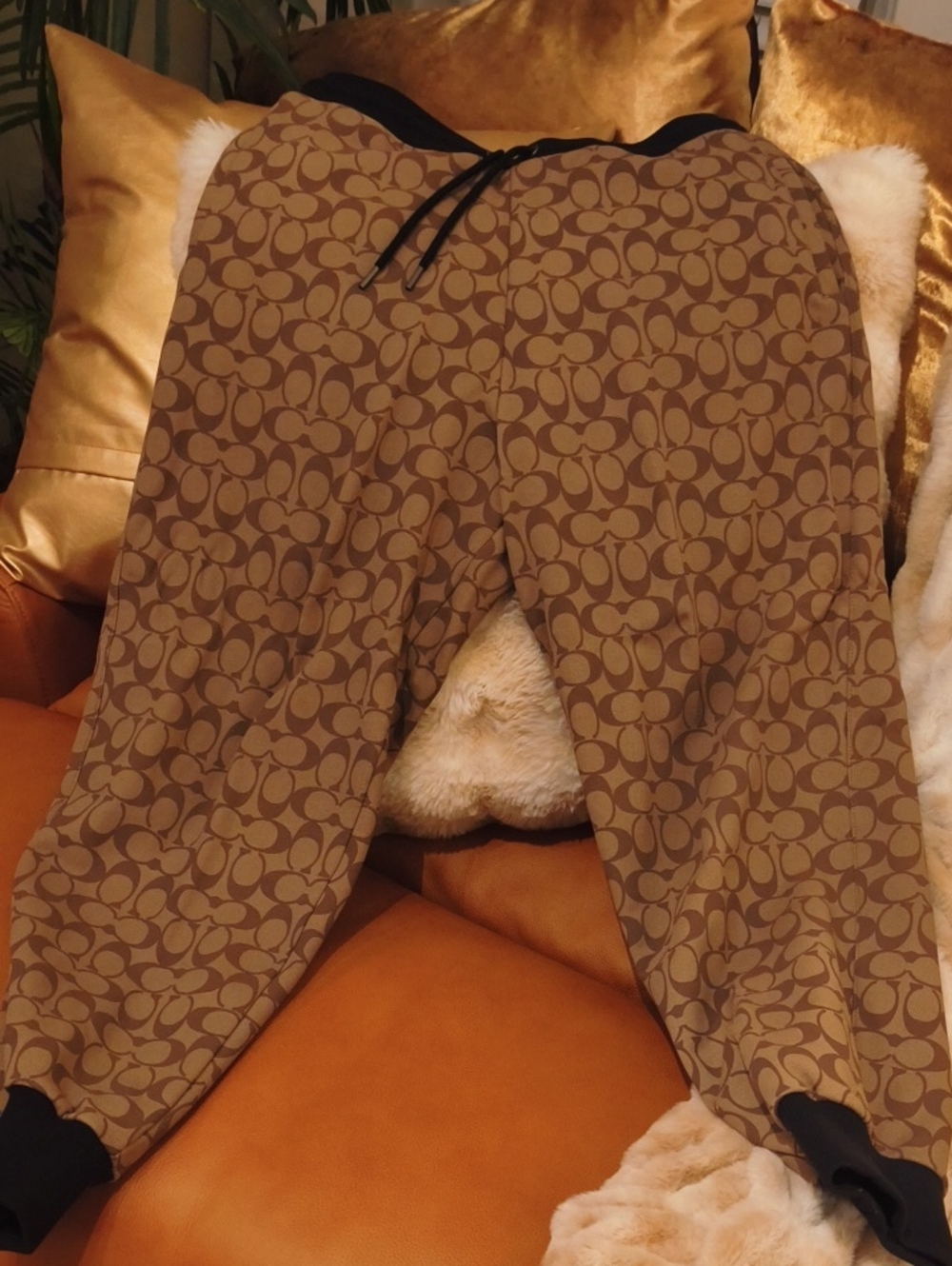 Coach Brown & Tan Signature Joggers